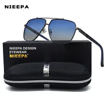 

NIEEPA New Square Polarized Sunglasses Men High Quality Spring Hinge Fashion Sun Glasses Driving Travel UV400 Lens Goggles