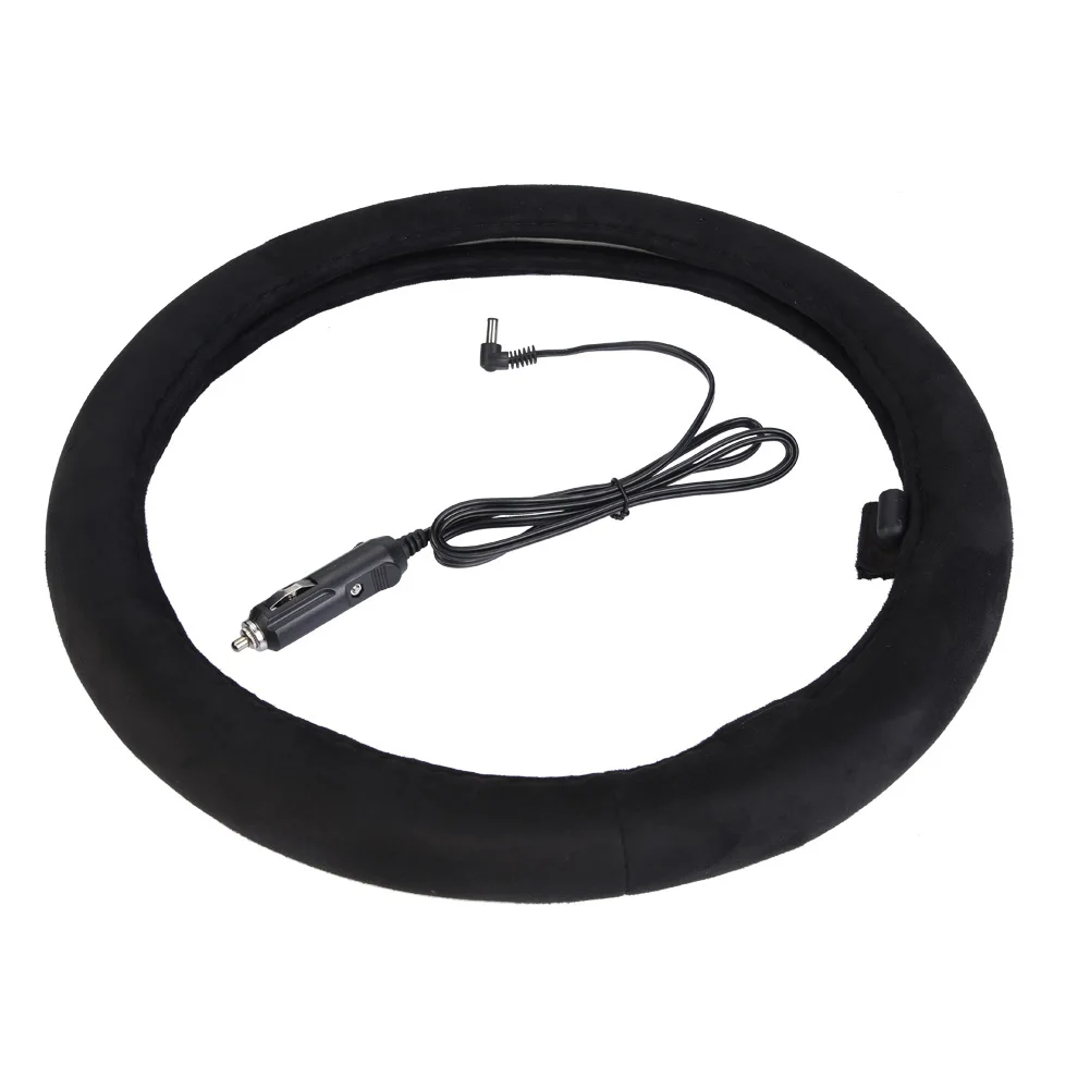 

12V Car Steering-Wheel Cover Winter Warm Comfortable Heated With Cable Universal Car Accessory Heating Steering Wheel Cover