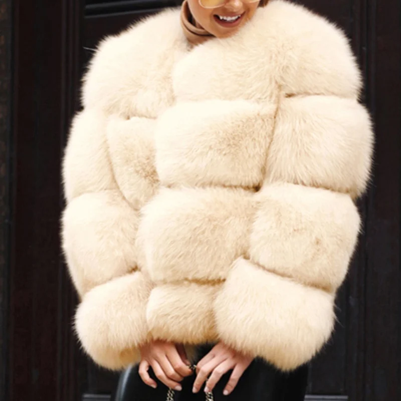 Меховые пальто для женщин Зима Новая мода розовый искусственный мех пальто элегантная Толстая теплая верхняя одежда искусственная Меховая куртка Chaquetas Mujer
