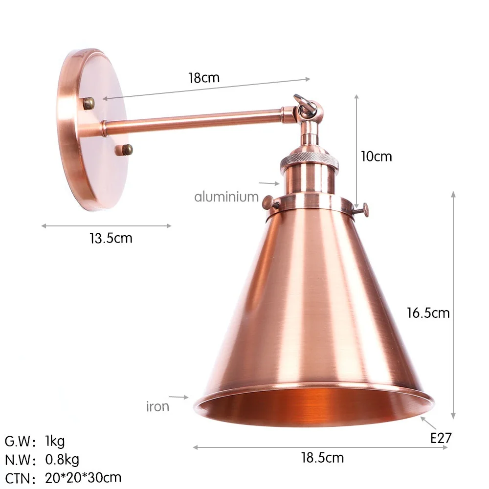 Промышленные винтажные бра, настенные светильники Лофт железа отрегулировать E27 Edison светодиодный настенный светильник прикроватный домашний декор освещение в помещении бронза - Цвет абажура: H