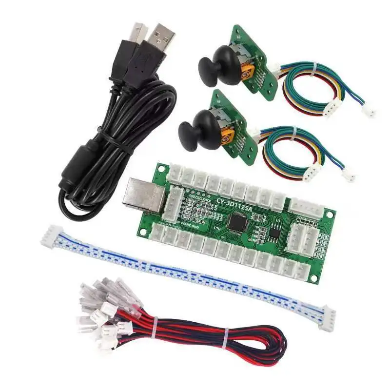 1 플레이어 아케이드 usb 컨트롤러 usb 드라이버 키트 MAME PC 키보드 인코더(라스베리 파이용 3d 조이스틱 케이블 포함)
