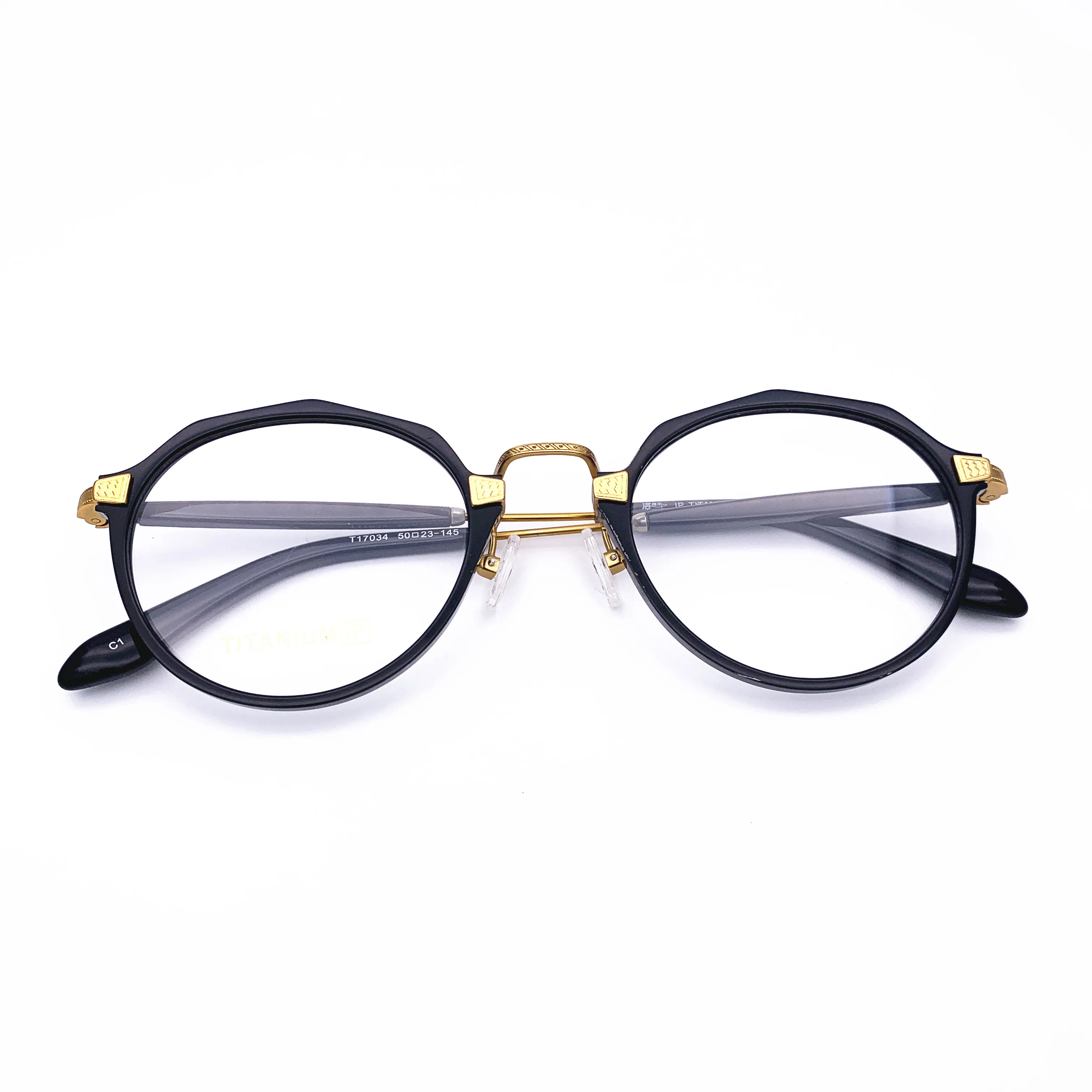 black with gold Belight, оптические ацетатные очки с титановым покрытием, Ретро стиль, нестандартные очки для мужчин и женщин, очки с оправой для глаз по рецепту, 17034 - Цвет оправы: black with gold