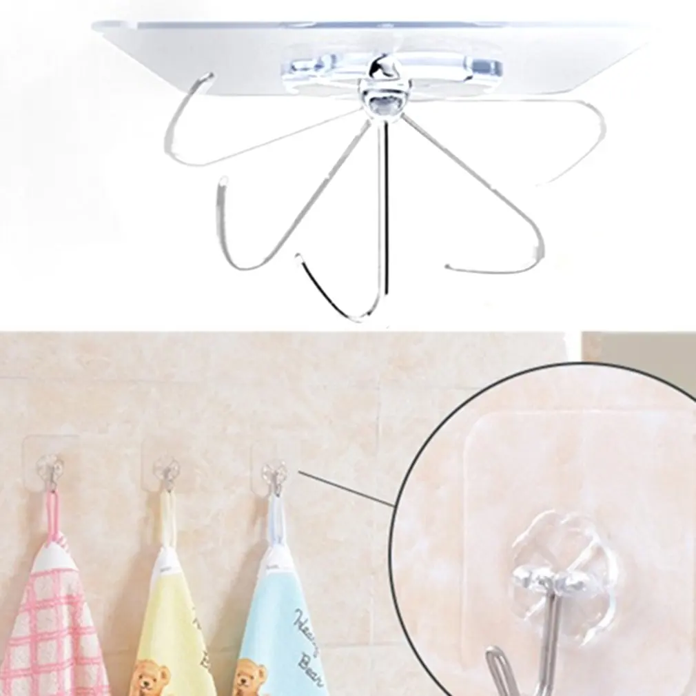 

10Pcs Transparent Strong Self Adhesive Door Wall Hangers Hooks For Silicone Storage Hanging Kitchen Magic Bathroom Accessories