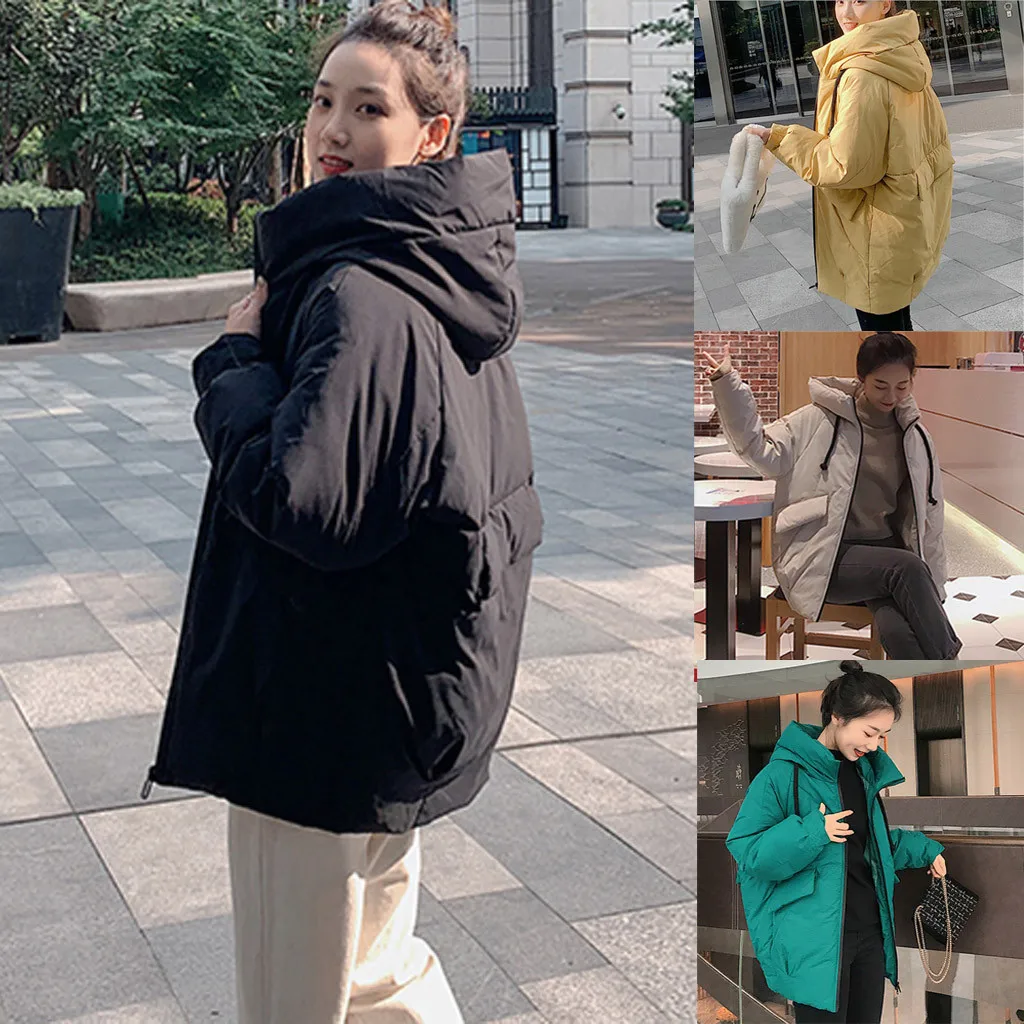 Abrigos mujer invierno модное зимнее женское пальто с хлопковой подкладкой, однотонный пуховик, теплое пальто с длинными рукавами, manteau femme