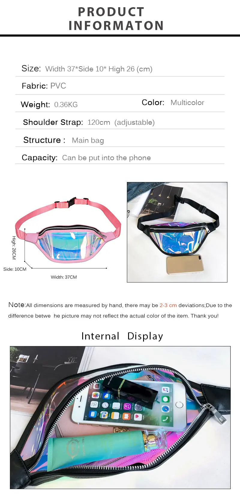New Design Female Crossbody Bags waterproof Messenger shoulder bag Fashion Sequin waist bag for women cool girl's chest bag