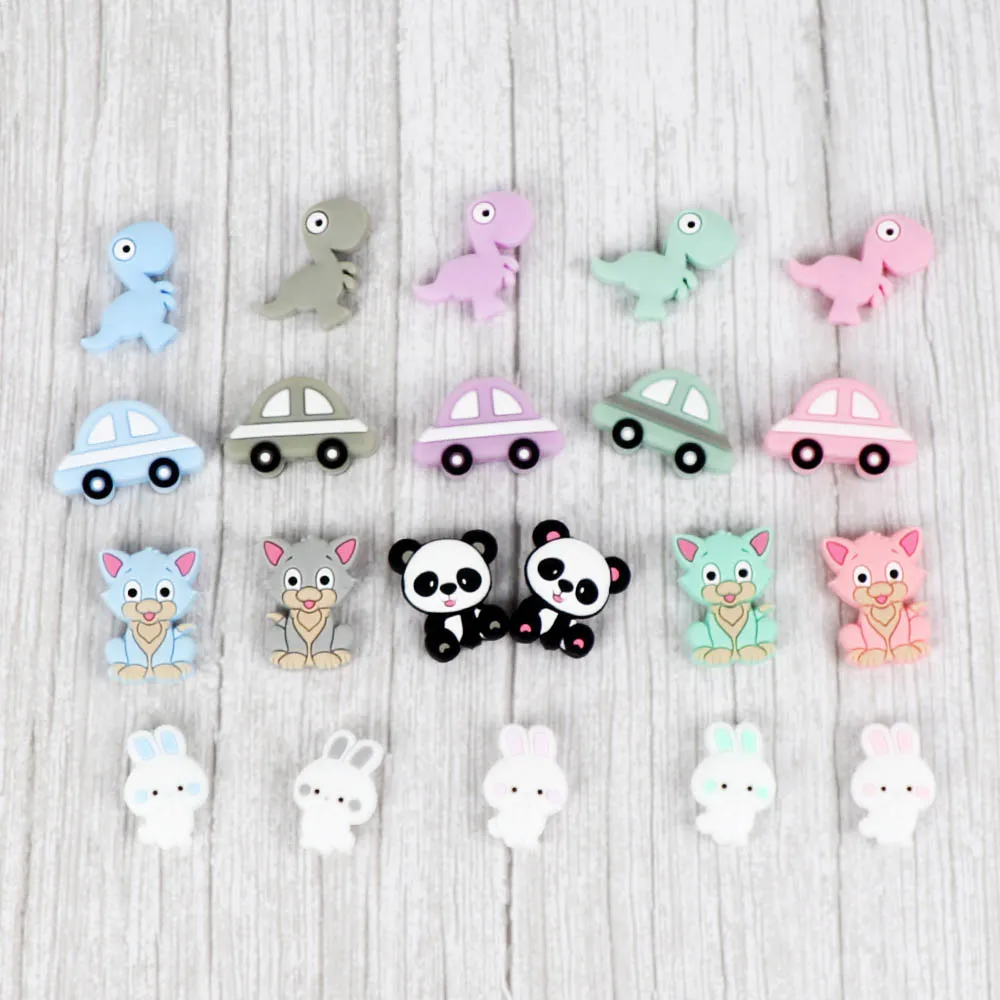 

5pcs Cartoon Silicone Beads Koala Cat Baby Teething Chews Nurse Gift Toys For DIY Necklace Chain Food Grade Baby Teether Beads