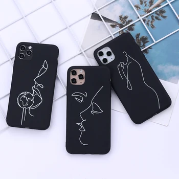 

Elegant Beauty Curved Line Phone Cover For iPhone 11 Pro Max X XS XR Max 7 8 7Plus 8Plus 6S SE Soft Silicone Candy Case Fundas