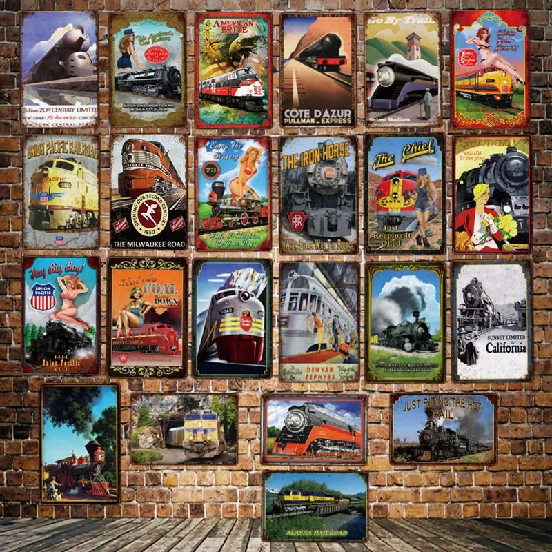 

[ DecorMan ] The Chief Train PIn up sexy Tin sign Custom wholesale wall Paintings Bar PUB Decor LT-2028