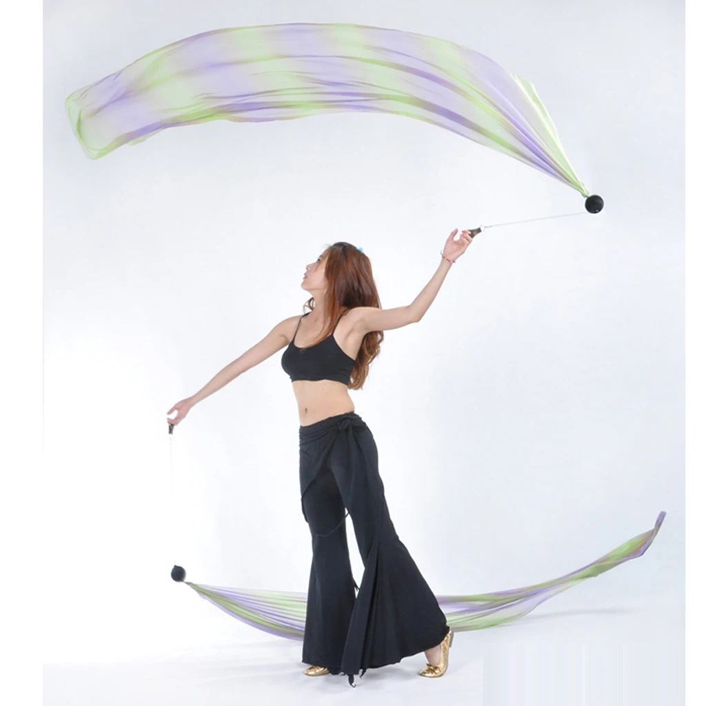 2Pcs Veil Poi Streamer Thrown Balls Fairy Belly Dance Party Show Accessory