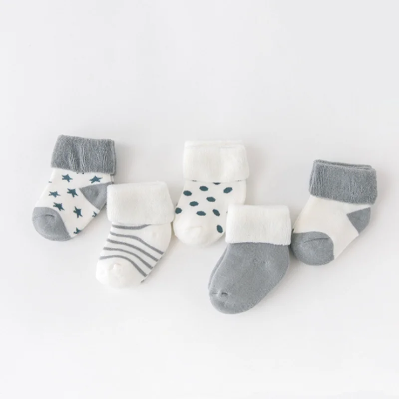 Rising Star Calcetines de bebé para niños y niñas recién nacidas de 0 a 6,  6 a 12 meses, calcetines cálidos de invierno de rizo de algodón grueso
