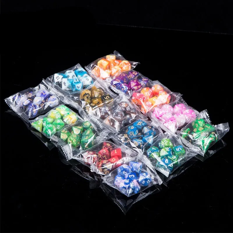 7 шт./компл. смолы многогранные кости d & d4 d6 d8 d10 % d12 d20 для TRPG игры кубик настольной