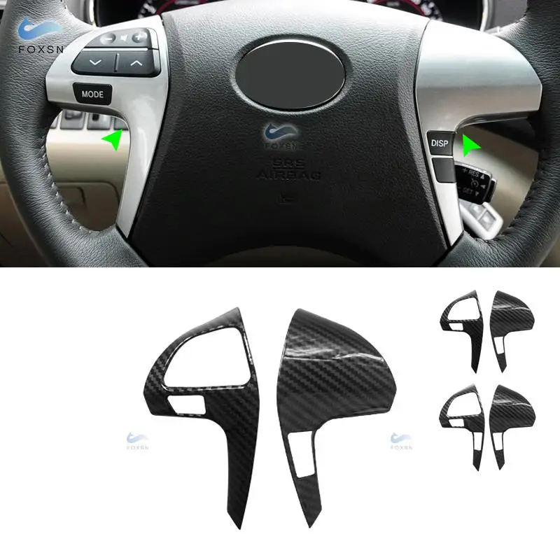 

For Toyota Highlander 2009 2010 2011 2012-2014 For Camry 2006-2013 ABS Carbon Texture Car Steering Wheel Button Cover Frame Trim