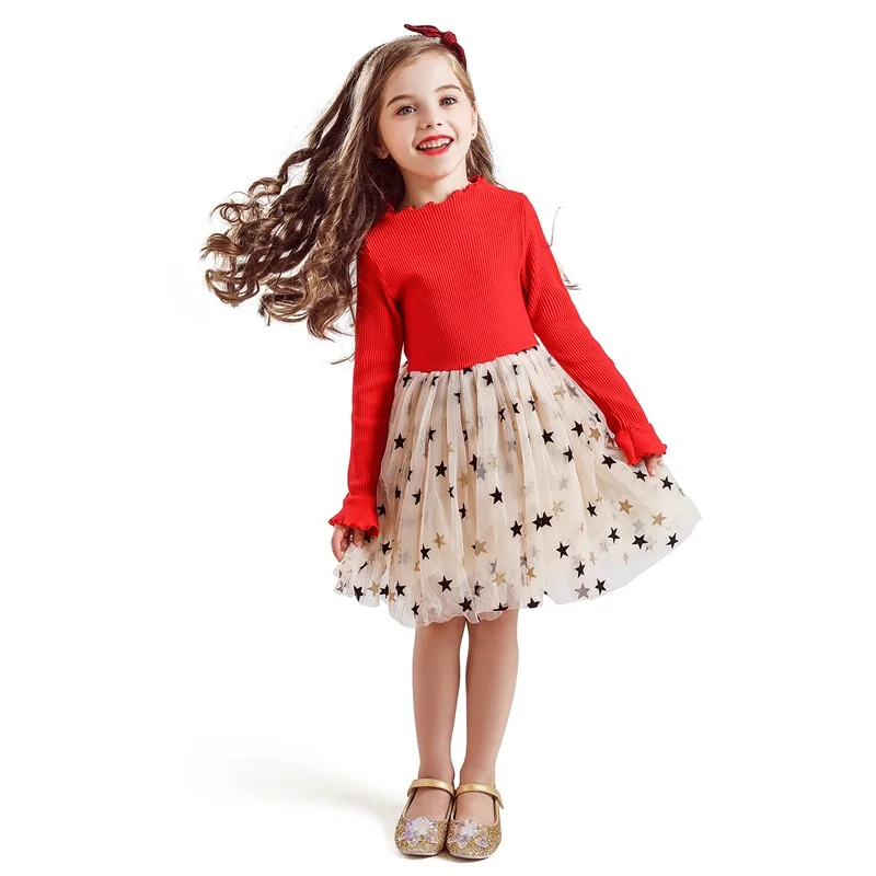 Winter Long Sleeves Kids Dresses For Girs Casual Wear Flower Girls Dress Princess Dress Daily Party Clothes Children's Clothing - Color: Only dress 7