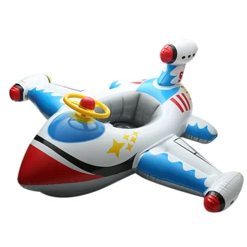 

TOP!-Children'S Swim Ring Children'S Big Airplane Swim Ring With Steering Wheel Seat Thick Padded Boat Inflatable Airplane Swimm