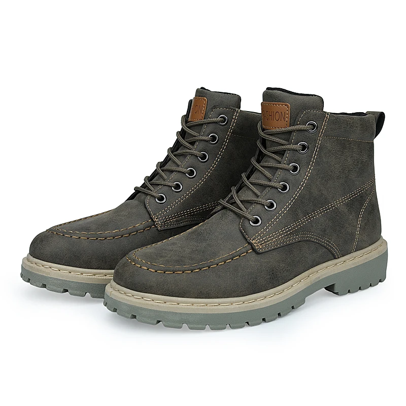 Мужские ботильоны высокого качества; botas hombre; зимняя теплая кожаная зимняя обувь; Мужская водонепроницаемая Повседневная плюшевая Обувь На Шнуровке* 9805