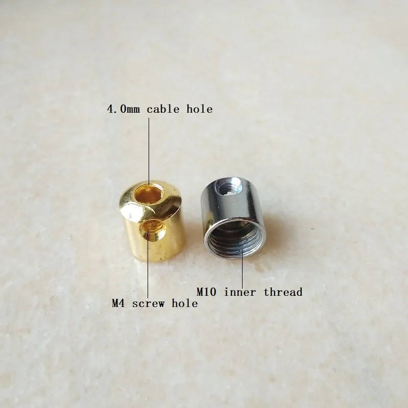 10pieces/lot D12*H13mm M10 thread 4.0mm wire lock metal cable grips Cable fixator Connectors with M4 screw cable strain relief