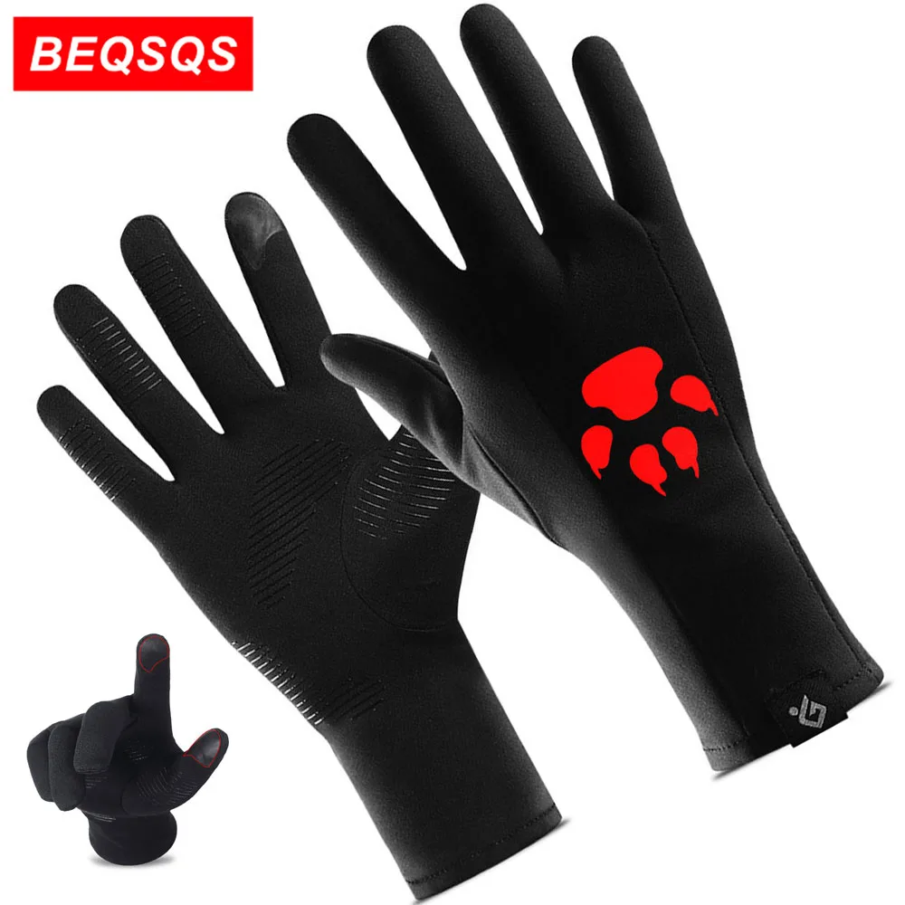 

BEQSQS 1Pair Fashion Outdoor Sports Winter Warm Unisex Windproof Riding Bicycle Motorcycle Skiing Hiking Touch Screen Gloves
