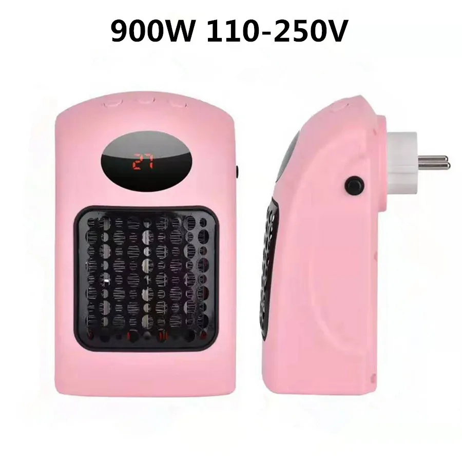 

110-250V 900W Electric Heater Digital Display Timing Temperature Control Mini Heaters Wall Fan Heater Warmer Machine Blue Pink
