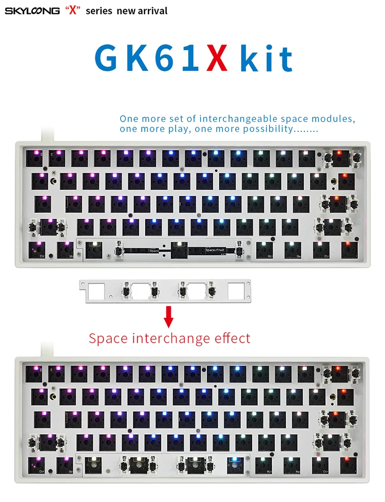 Gk61x 60 Mechanical Keyboard Rgb Switch Hot Swap Type C Pcb Case With Kprepublic