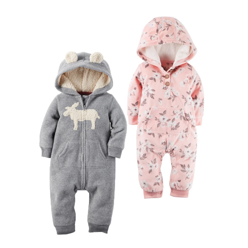 Новинка 2020 одежда Bebes цельный флисовый комбинезон с капюшоном для новорожденных