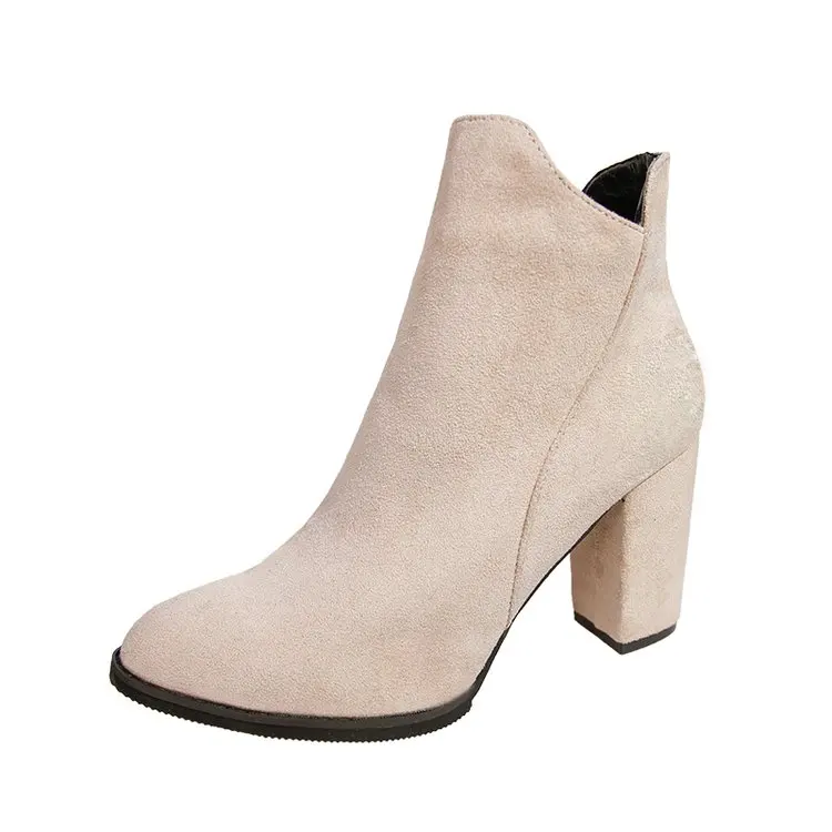 

European style 2018 winter new suede sand boots Korean version thick with waterproof table zipper high with Martin boots