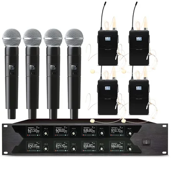 

Professional wireless microphone 4 headset microphone 4 handheld microphone for church outdoor stage microphone wireless