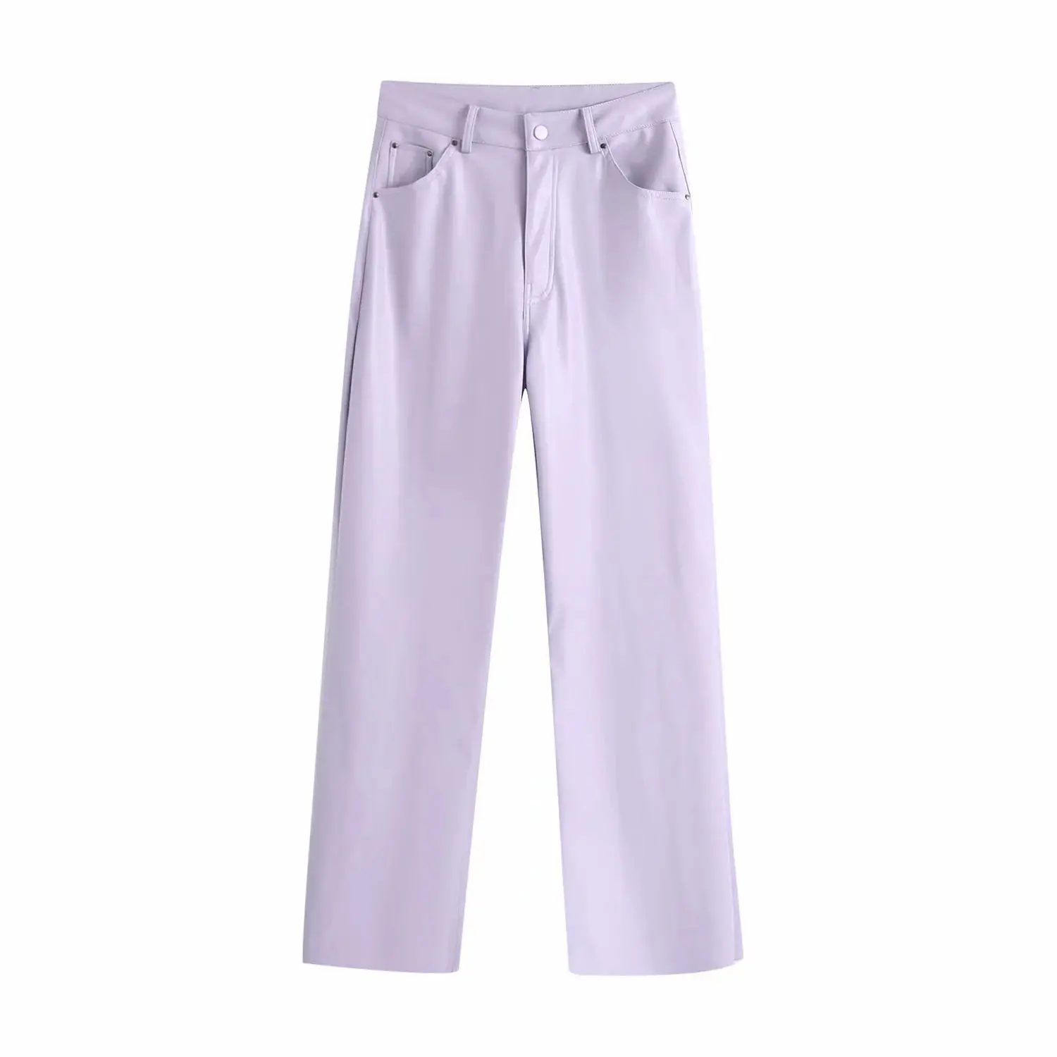 2020 New Women Trousers Hight-waist Faux Leather five-pocket Trousers Zip Fly Female Pants pantalon femme mujer
