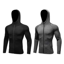 Новинка, Высококачественная осенне-зимняя спортивная куртка для фитнеса, тренировок, с длинным рукавом, на молнии, для отдыха, с капюшоном, ветрозащитная, быстрая Спортивная кофта