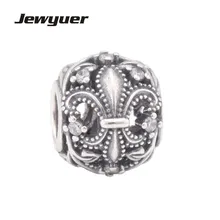 Memnon Цветочные амулеты 925 пробы серебряные ювелирные изделия Флер де Лис ажурные Бусины Подходят Браслет DIY для женщин ювелирные изделия BE164