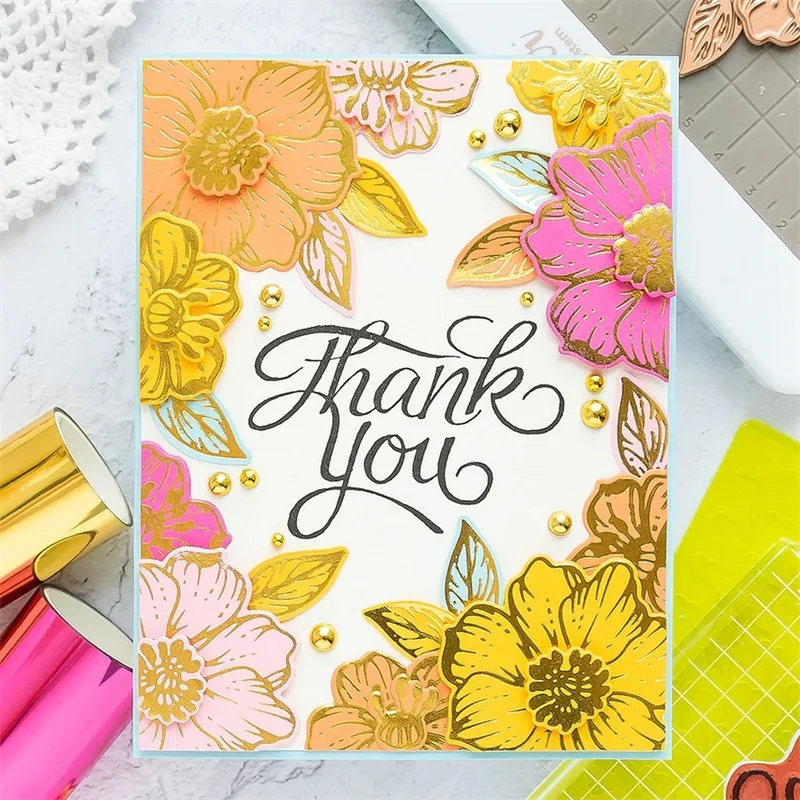 

Hot Foil Plates And Metal Cutting Dies Beautiful Flowers DIY Cards Photo Album Making Scrapbooking Embossing Cut Dies