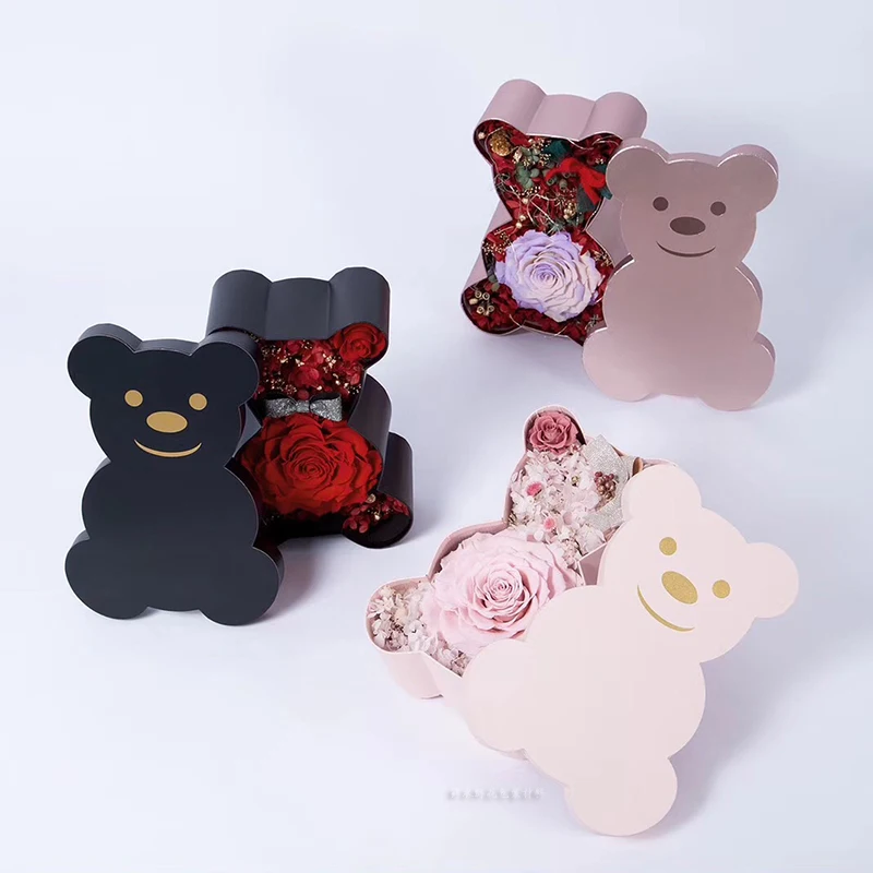 

Коробка с милым медведем, коробка для цветов, букет, подарки на день Святого Валентина, декоративная коробка посылка, коробки для флористов