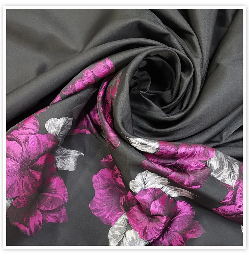 Американский стиль роскошный черный красный большой цветочный позиционирование жаккардовая парча ткань для зимнее пальто ткани tejido SP2358