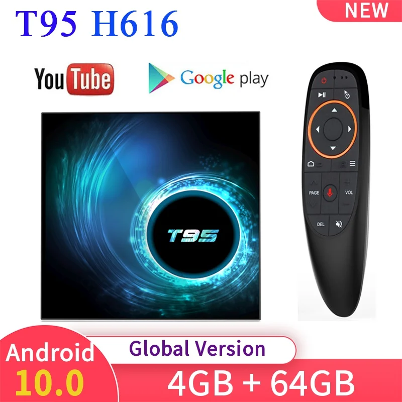ТВ-приставка T95 Smart Android 10 0 4G 64G Allwinner H616 четырехъядерный WiFi H.265 6K YouTube Box медиаплеер