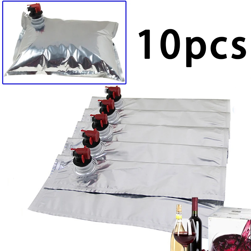 

10Pcs Aluminum Foil Food Beer Juice BIB Bag In Box W/ Butterfly Tap Wine Making