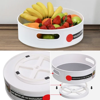 

Multifunctional Non-Slip Rotating Storage Tray Safe Kitchen Seasoning Box Cosmetic Storage Tray Desktop Snack Fruit Dish