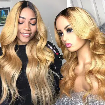 

13*6 Deep Part Lace Front Human Hair Wig Pre Plucked Brazilian Remy Wavy Ombre Color Wig For Black Women 250 Density Atina