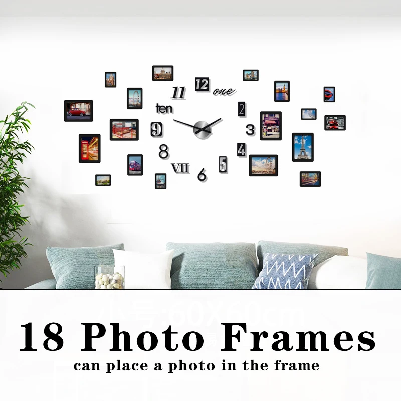 Модные Акриловые DIY фоторамки 9 и 12 и 18 шт./компл. современные декоративные наклейки на стену для домашнего декора гостиной