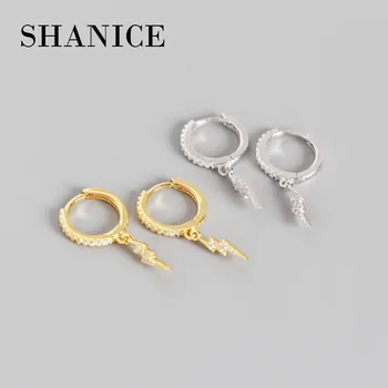 

SHANICE Fine Jewelry 100% 925 Sterling Silver Zircons Lightning Pendant Stud Earrings for Women Girl Gift