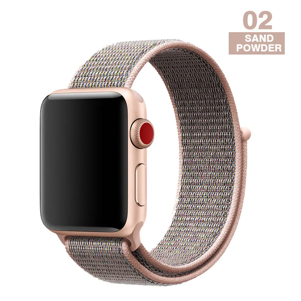 Sand powder Спортивный ремешок для Apple Watch 42 мм 38 мм ремешок для часов 4 44 мм 40 мм Iwatch Серия 3 2 1 нейлоновый браслет дышащие аксессуары - Цвет ремешка: Sand powder