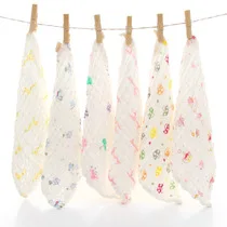 Printed Washing Gauze Bibs Wholesale Six-layer Gauze Baby Face Wash Kerchief Newborns Handkerchief Feeding Towel