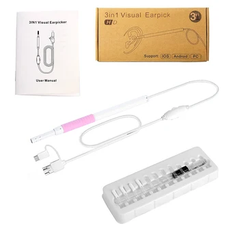 

3-In-1 Ear Cleaning Usb Endoscope 5.5mm Visual Ear Spoon Earpick Otoscope Camera 640x480 Pink