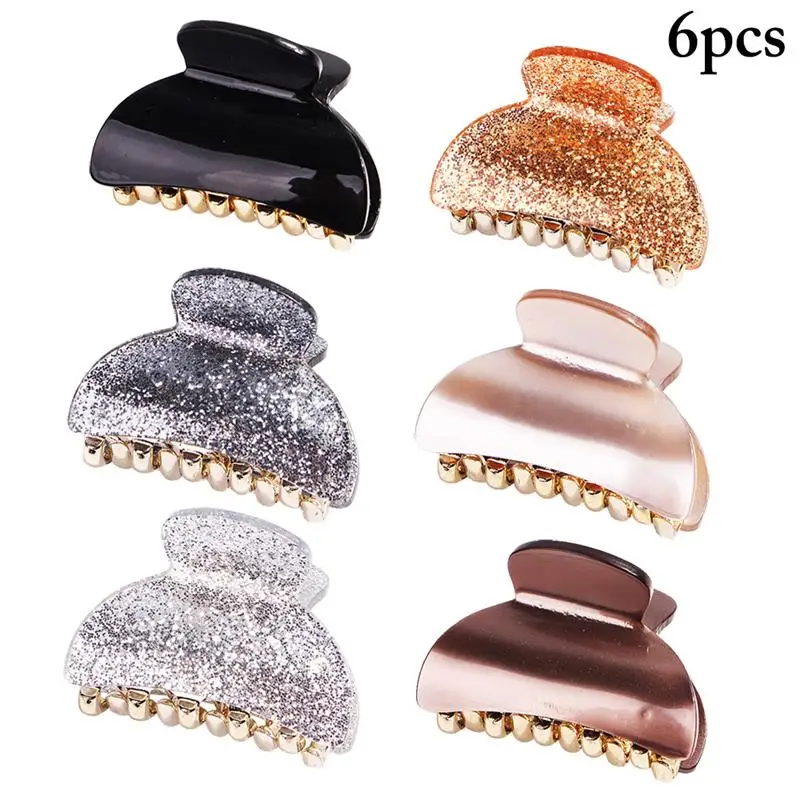 

6Pcs/Set Hair Clips Fashion Solid Color Non-Slip Creative Hair Claw Clip Hair Accessories For Women Girls Clothing & Accessories