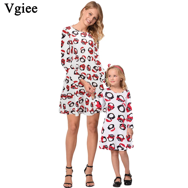 Vgiee/платье для мамы и дочки; одинаковые рождественские пижамы; хлопковая одежда с принтом в виде героев мультфильма «Мама и я»; CC679