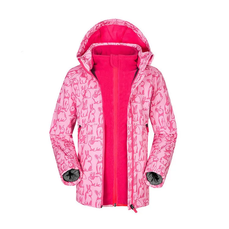 Benemaker Waterproof Outdoor Jackets For Boy Girl Animal Coats Fleece Winter Windbreaker 2PC Outerwear For Children YJ160