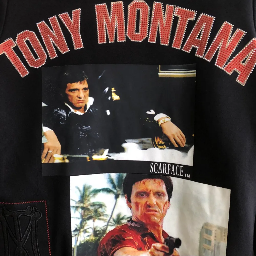 Винтажный Godfather серия TONY Монтана мужской 3D графический пуловер с вышивкой