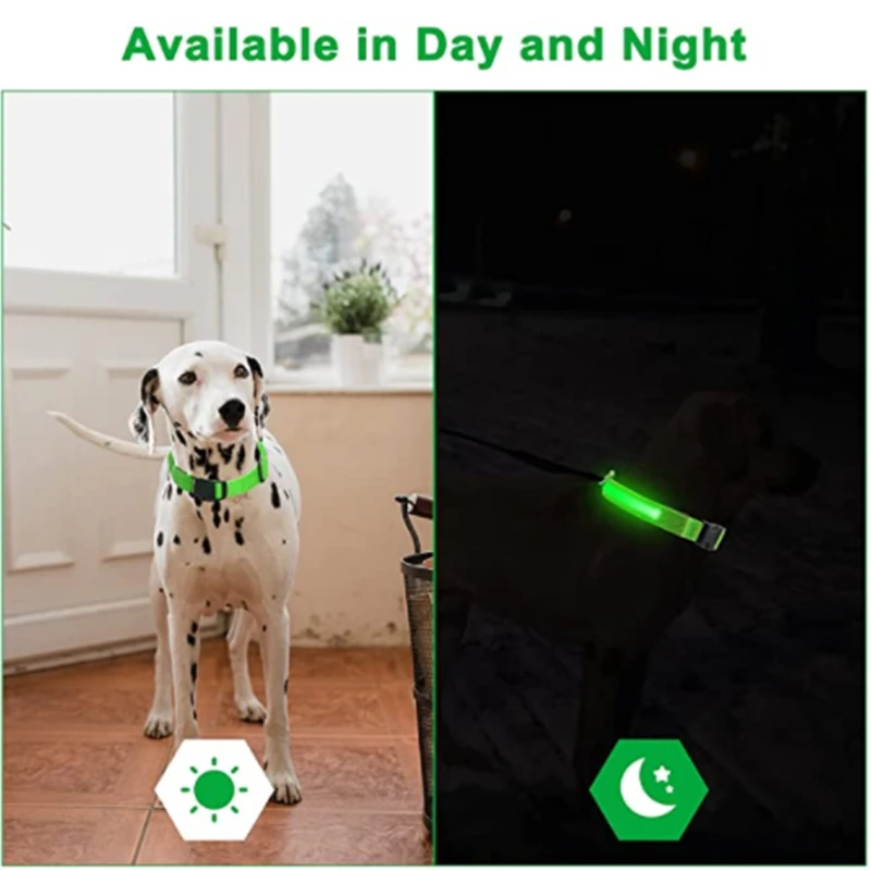 LED Glowing Dog Collar Adjustable Flashing Rechargea Luminous Collar Night Anti-Lost Dog Light HarnessFor Small Dog Pet Products leather dog collars