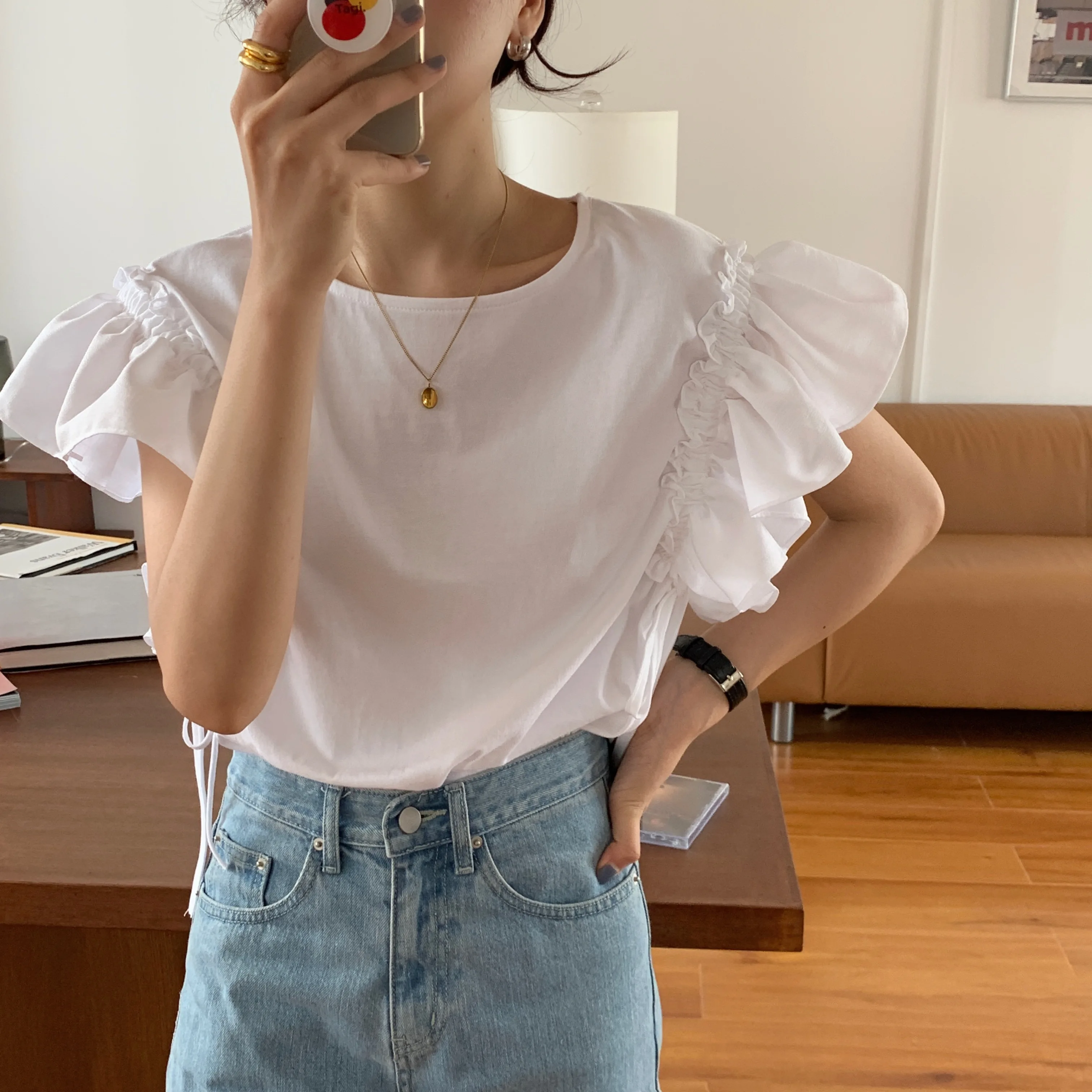 Alien Kitty White Blouses Women 2020 New Summer Korean Style Sweet Shirt Femme Solid Short Sleeve Tops Woman Clothes Blusas |