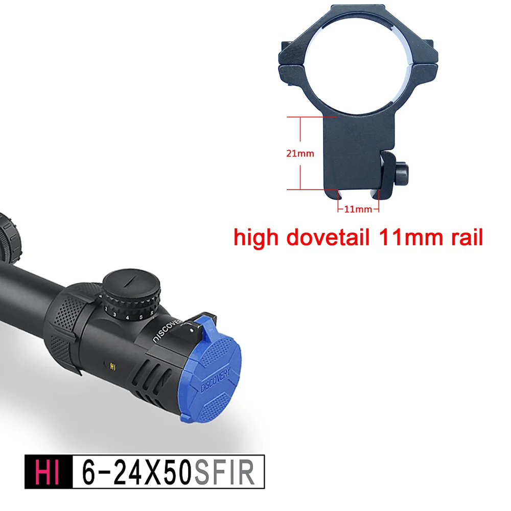 high dovetail 11mm r Дискавери Привет 6-24X50 SF нулевой зум ошибка боковой фокусировки прицел с HK 1/2 mil точка сетка для воздушного пистолета Охота оптический прицел - Цвет: high dovetail 11mm r
