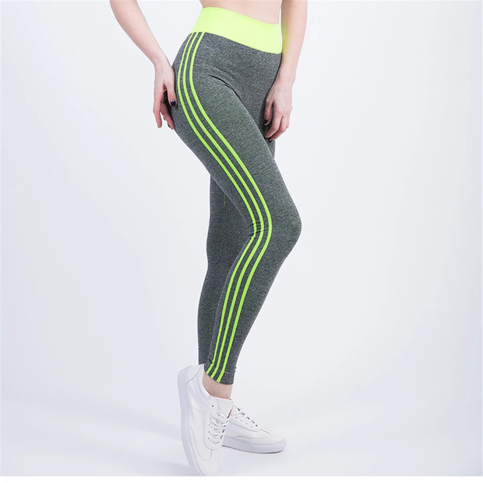 Sports Leggings Women Striped High Waist Yoga Pants Gym Workout Tights Female Wear Running Sports Pants For Fitness Women S-XL