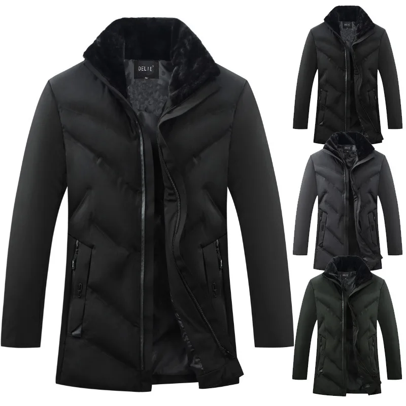 

Men's Winter Down Cotton Jacket with Vertical Collar Men's Parkas Men's Winter Hooded Coat Down Cotton Suit Windbreaker